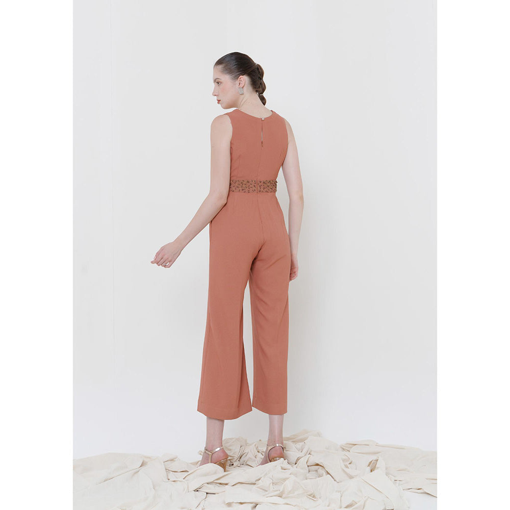 THE SILK LOVE Rustic Orange Evara Jumpsuit