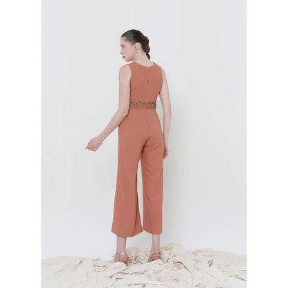 THE SILK LOVE Rustic Orange Evara Jumpsuit