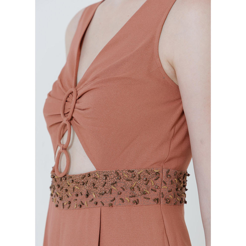 THE SILK LOVE Rustic Orange Evara Jumpsuit