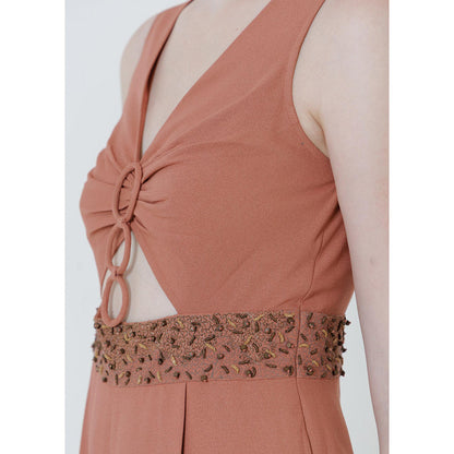 THE SILK LOVE Rustic Orange Evara Jumpsuit