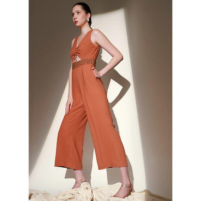 THE SILK LOVE Rustic Orange Evara Jumpsuit
