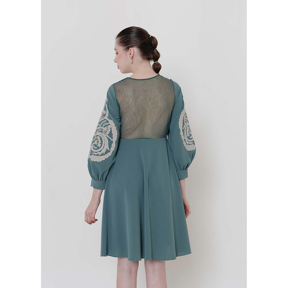 THE SILK LOVE Forest Teal Romania Dress