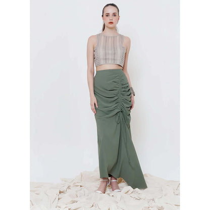 THE SILK LOVE Olive Green Emily String Skirt