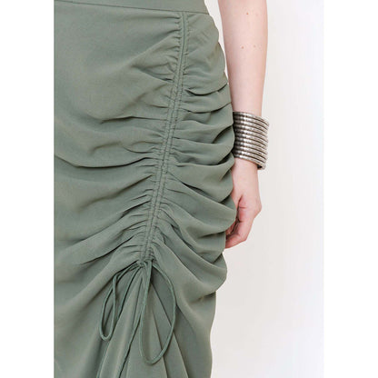 THE SILK LOVE Olive Green Emily String Skirt