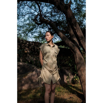 The Terra tribe Khaki Sunrise Gather Dress