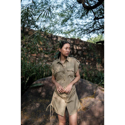 The Terra tribe Khaki Sunrise Gather Dress