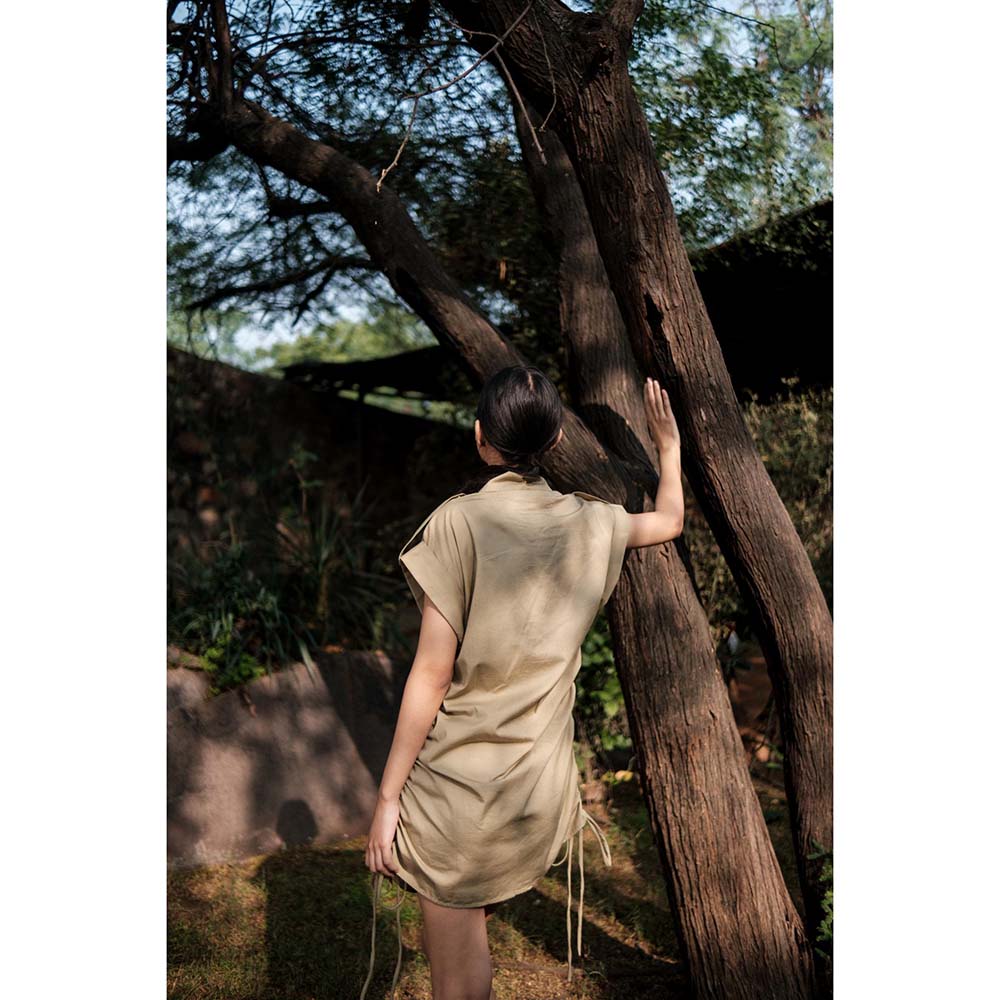 The Terra tribe Khaki Sunrise Gather Dress