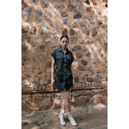 The Terra tribe Olive Sunrise Gather Dress