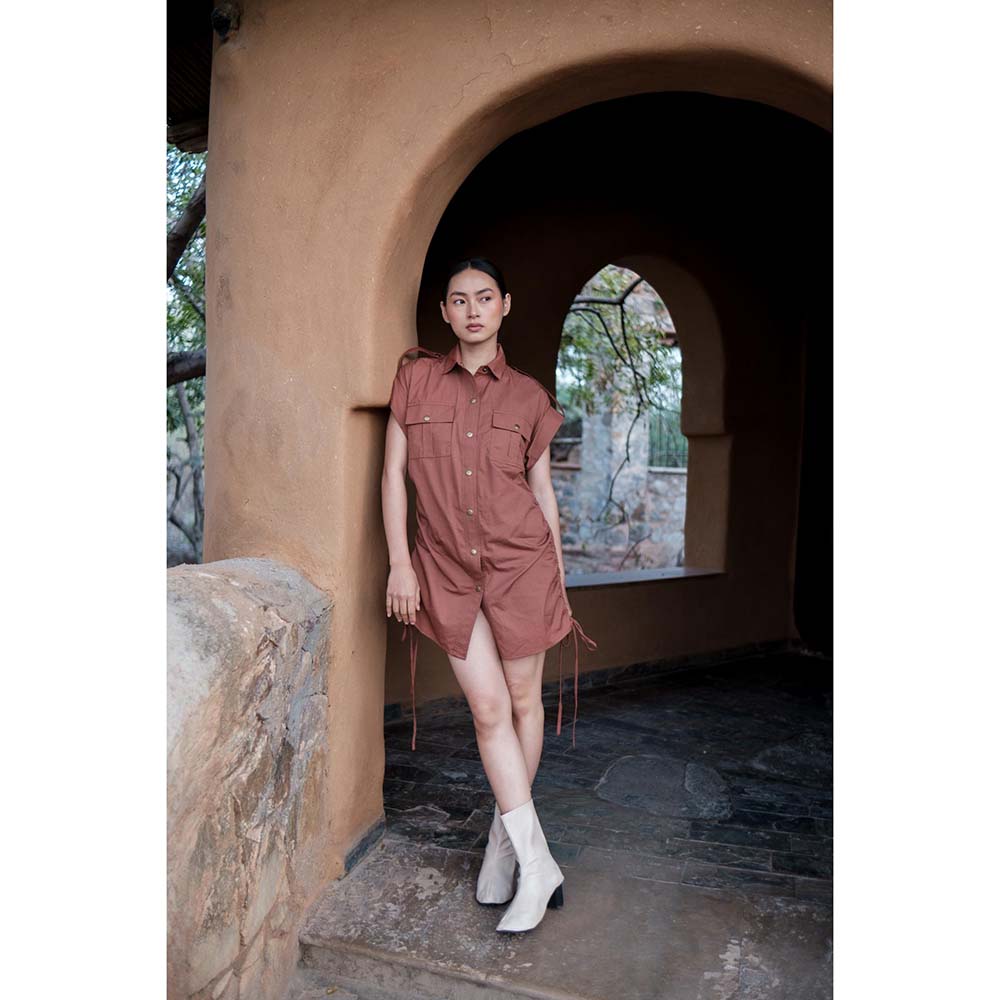 The Terra tribe Brown Sunrise Gather Dress