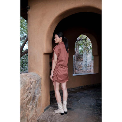 The Terra tribe Brown Sunrise Gather Dress