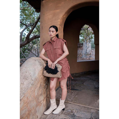 The Terra tribe Brown Sunrise Gather Dress