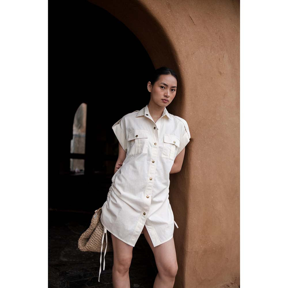 The Terra tribe Off White Sunrise Gather Dress