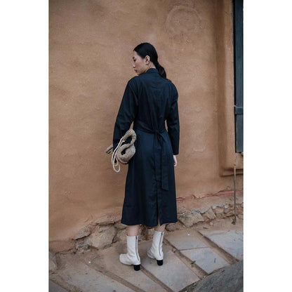 The Terra tribe Black Harajuku Trench Coat Dress