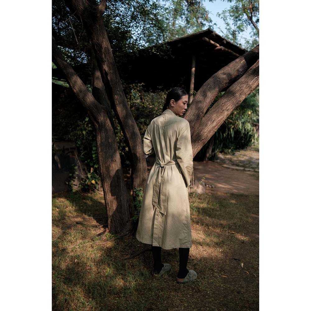 The Terra tribe Khaki Harajuku Trench Coat Dress