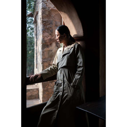 The Terra tribe Khaki Harajuku Trench Coat Dress