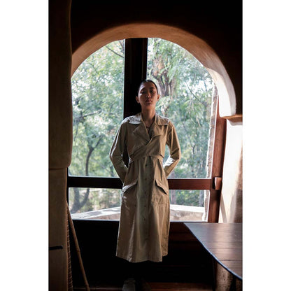 The Terra tribe Khaki Harajuku Trench Coat Dress