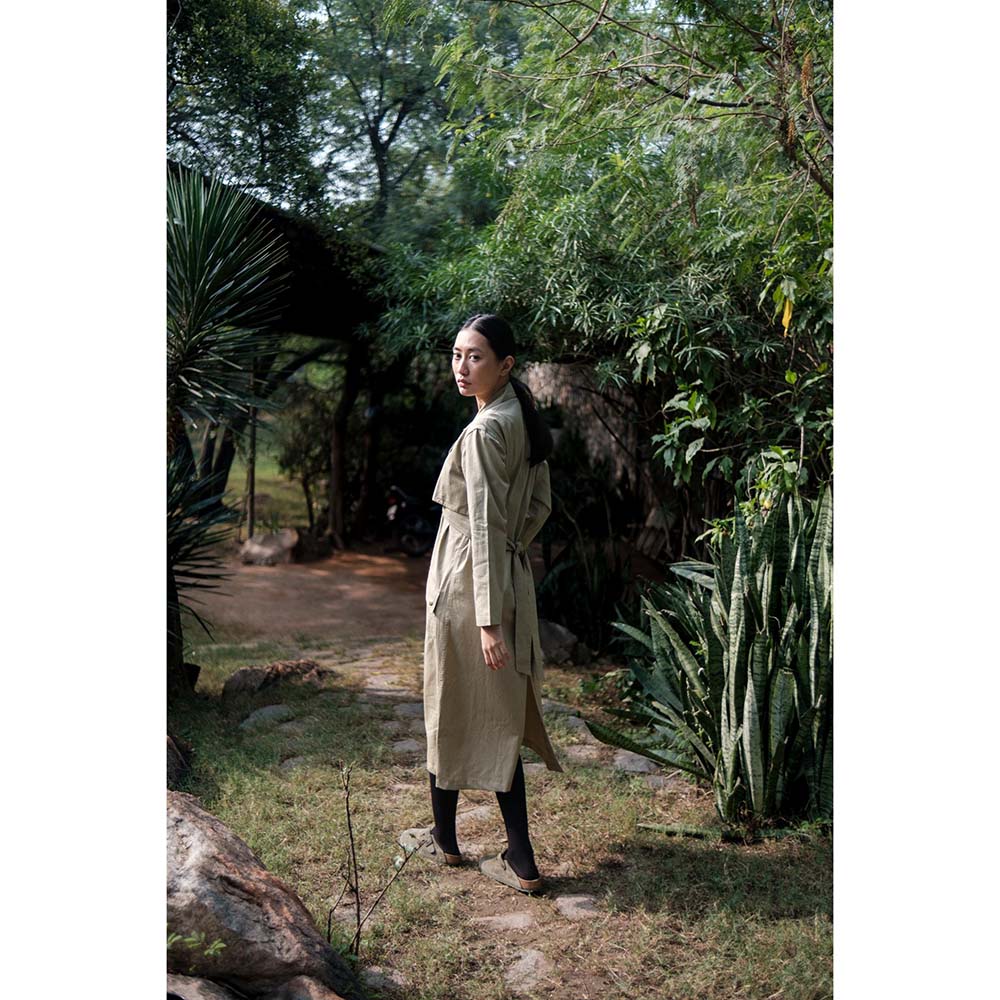The Terra tribe Khaki Harajuku Trench Coat Dress