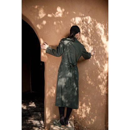The Terra tribe Olive Harajuku Trench Coat Dress