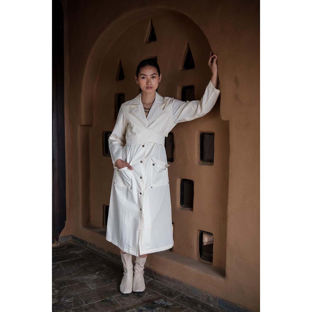 The Terra tribe Off White Harajuku Trench Coat Dress