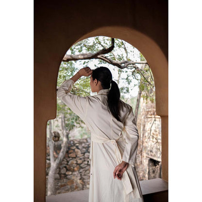 The Terra tribe Off White Harajuku Trench Coat Dress