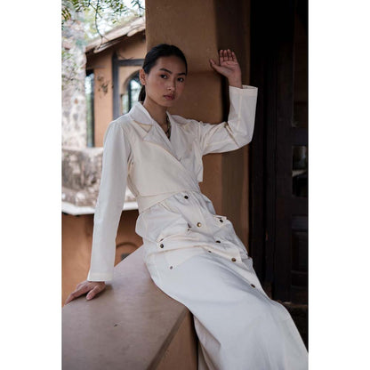 The Terra tribe Off White Harajuku Trench Coat Dress