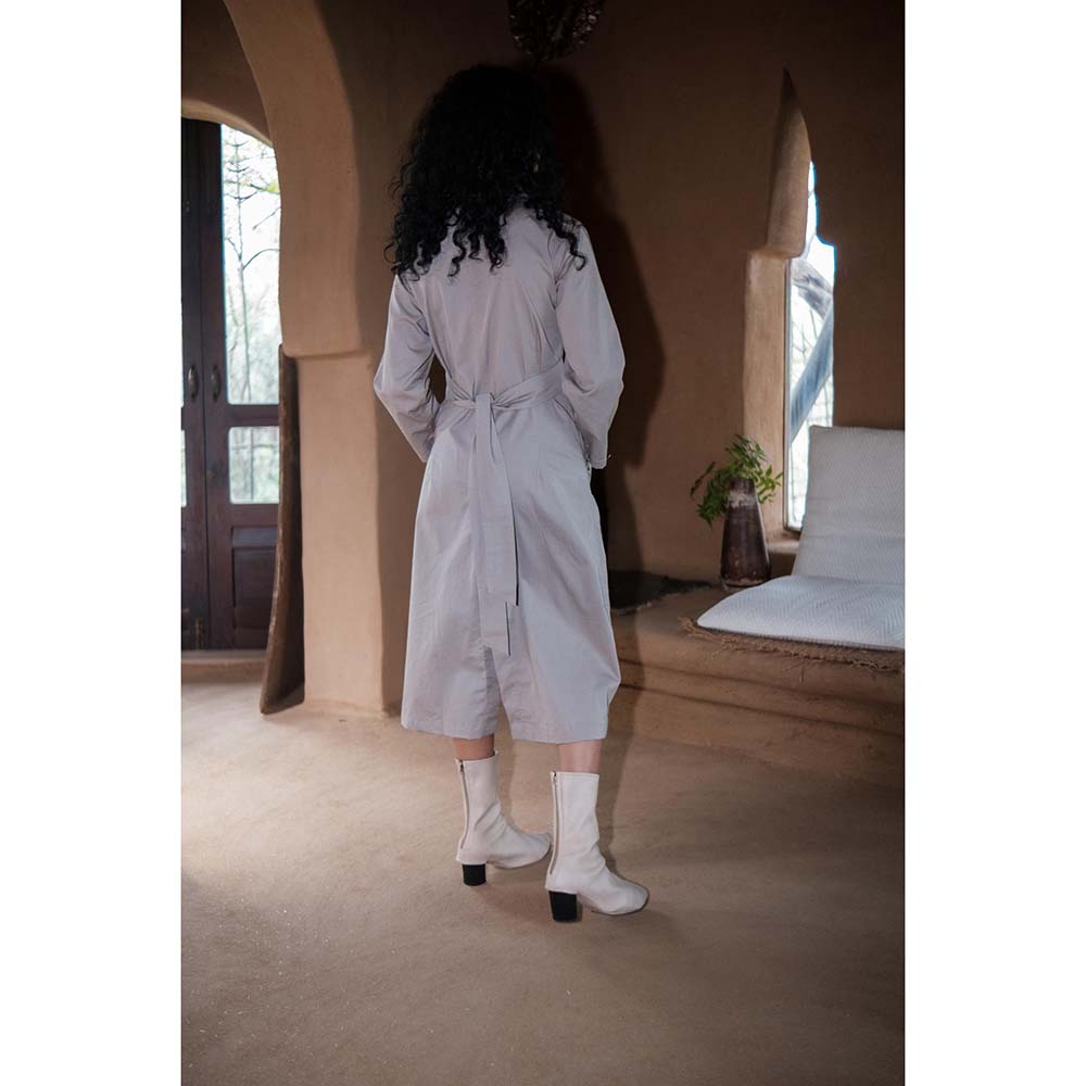 The Terra tribe Grey Harajuku Trench Coat Dress