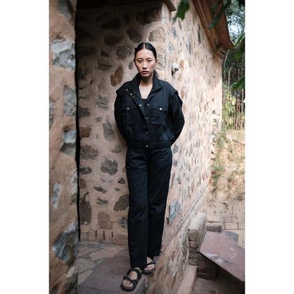 The Terra tribe Black Sheldon Cropped Jacket
