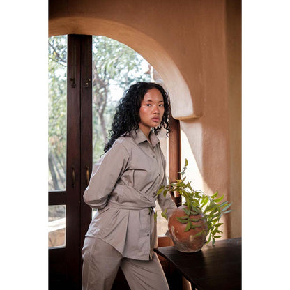 The Terra tribe Grey Nara Front Knot Shirt