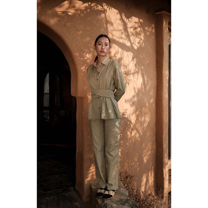 The Terra tribe Khaki Sandra Straight Pant