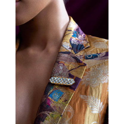 Aulerth White & Gold Pakeezah Brooch by Suneet Varma