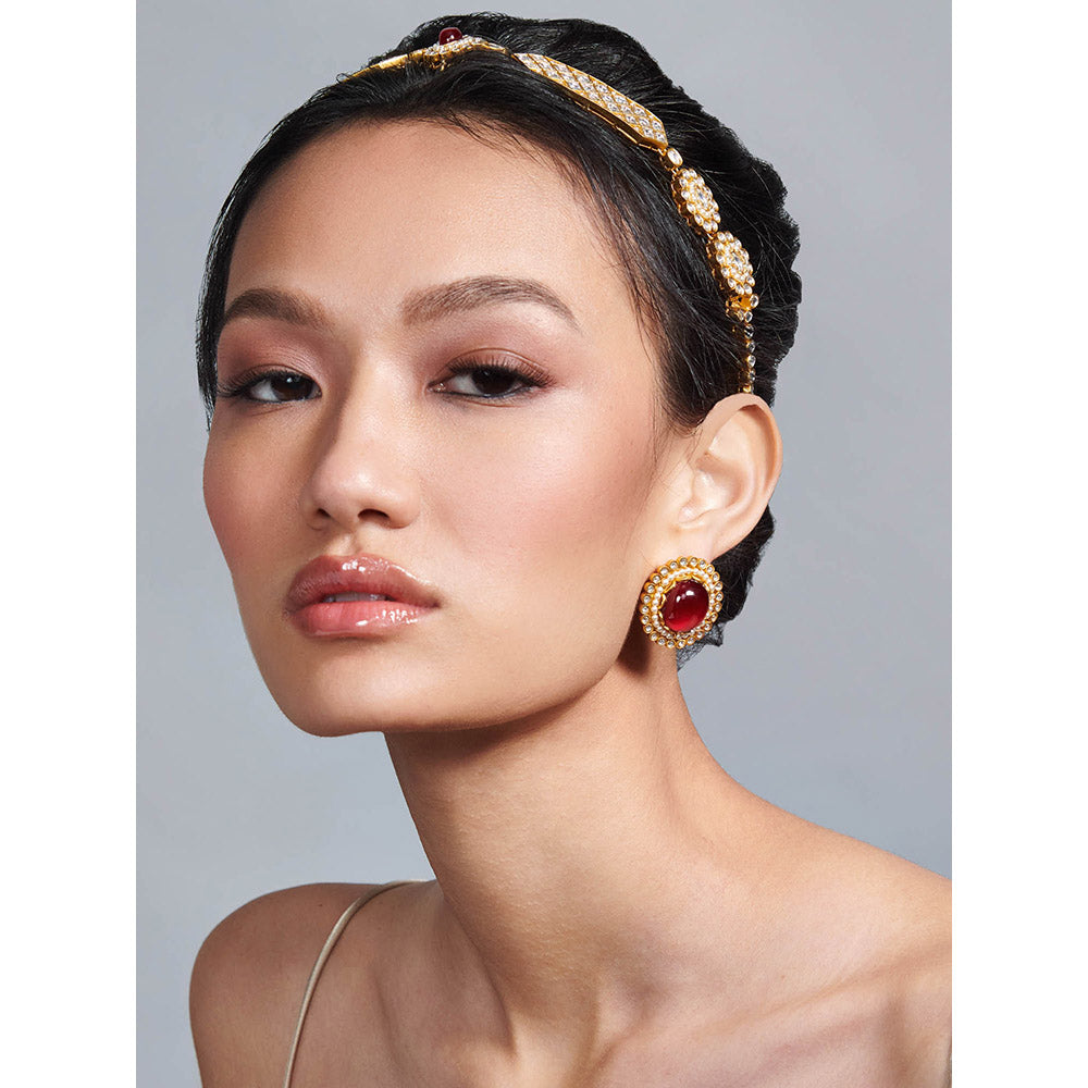 Aulerth Red Parisa Studs by Suneet Varma