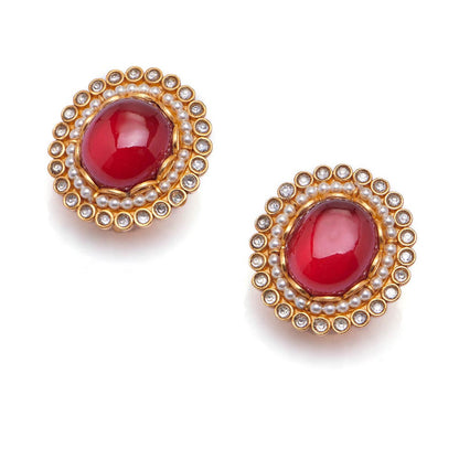 Aulerth Red Parisa Studs by Suneet Varma