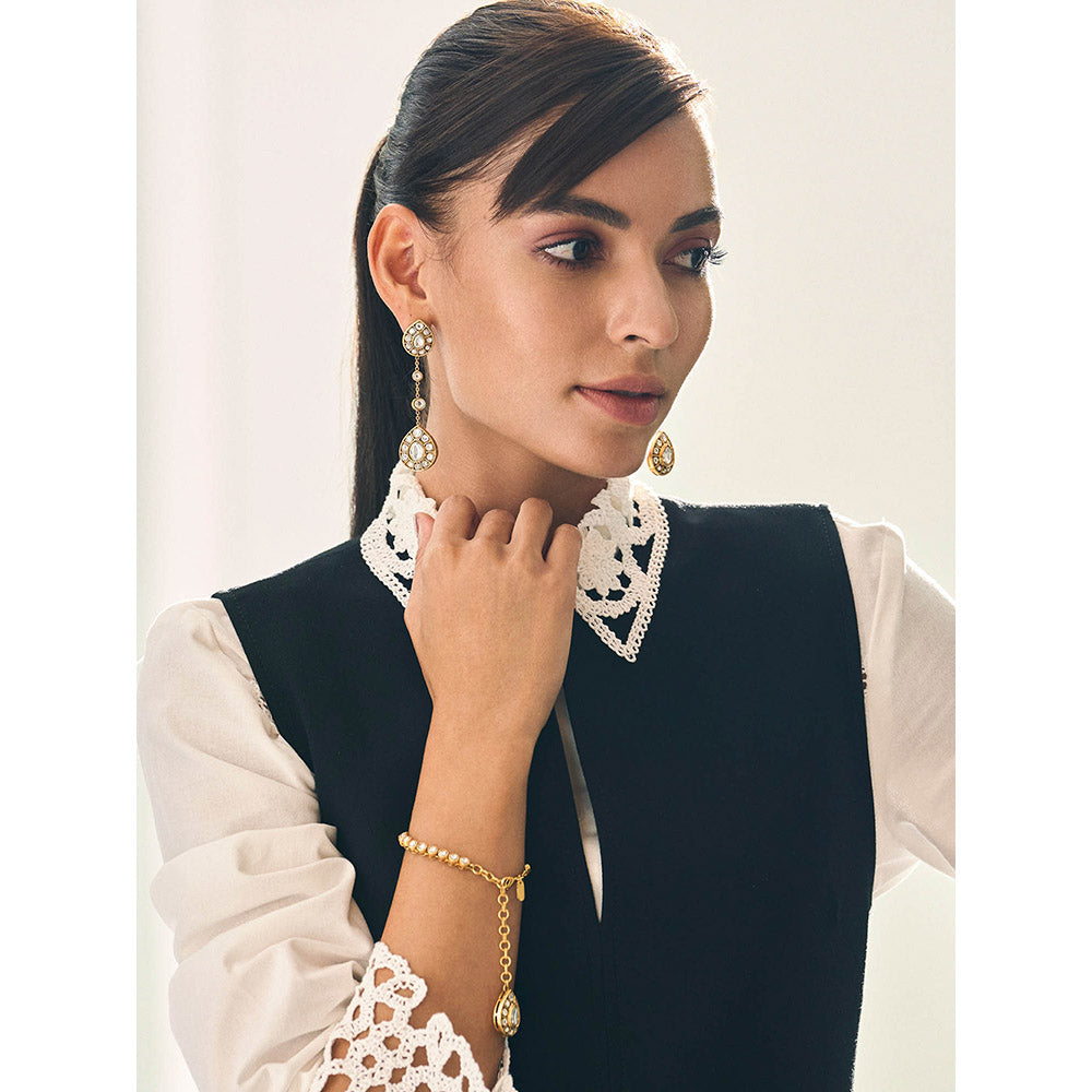 Aulerth White Rosa Danglers by Suneet Varma