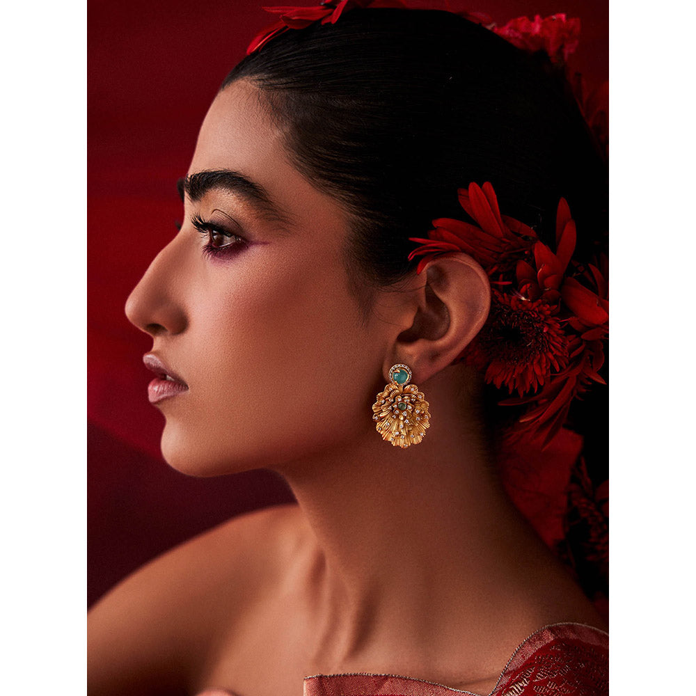 Aulerth Turquoise Odeta Drops Earrings by Ekaya banaras