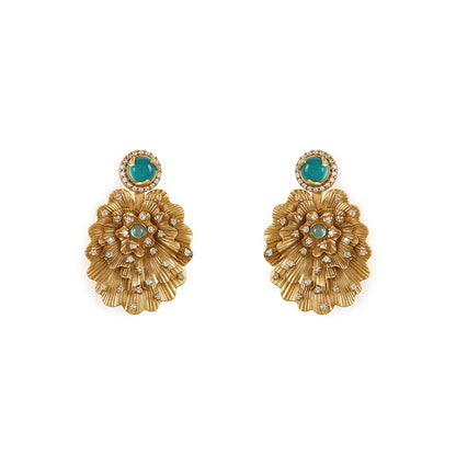 Aulerth Turquoise Odeta Drops Earrings by Ekaya banaras