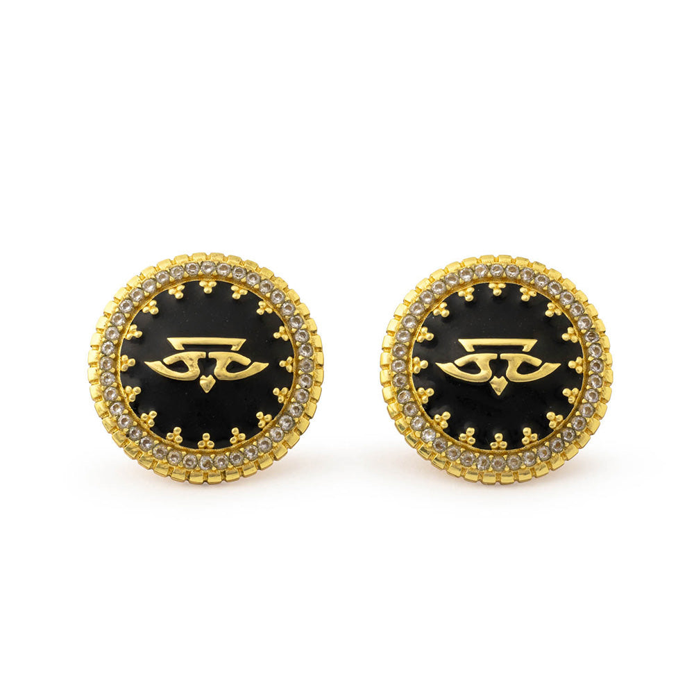 Aulerth Black & Gold Chevron Studs by JJ Valaya