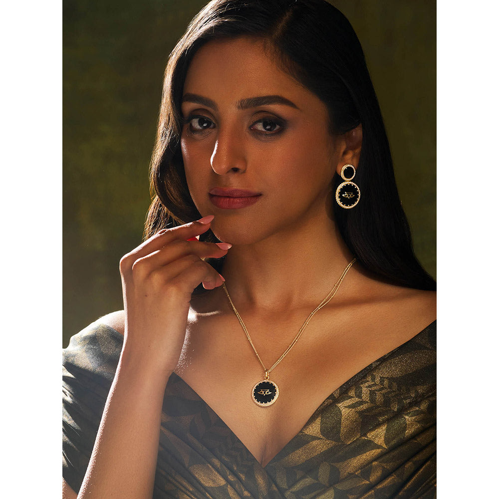 Aulerth Black & Gold Chevron Petite Drops by JJ Valaya