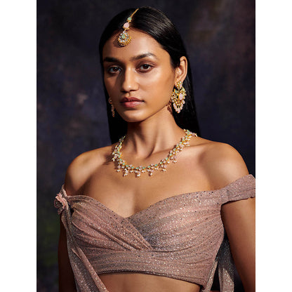 Aulerth Pink Pastel Blooms Fine Necklace by Tribe Amrapali