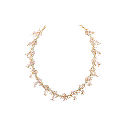 Aulerth Pink Pastel Blooms Fine Necklace by Tribe Amrapali