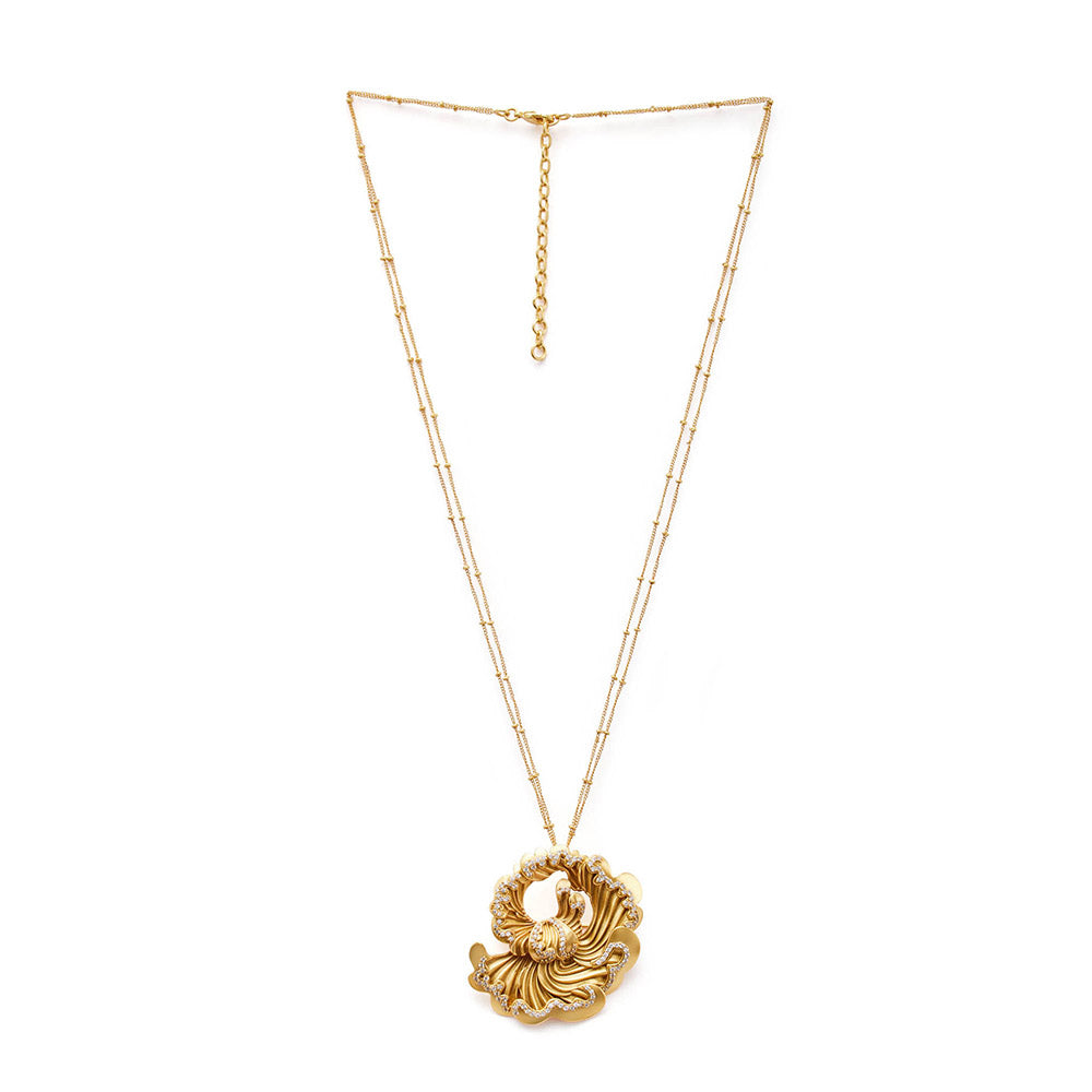 Aulerth White & Gold Odeta Pendant cum Brooch by Ekaya banaras