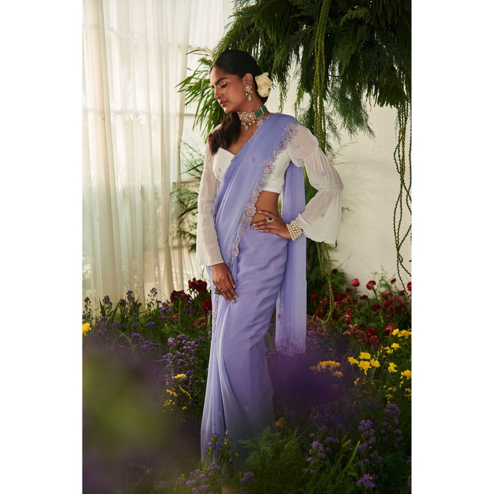 Tilsim by Sagarika Mehrotra Purple Wisteria Saree with Stitched Blouse