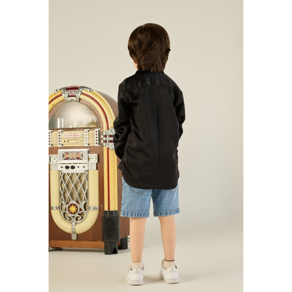 Tilsim by Sagarika Mehrotra Black Gilded Lion Shirt