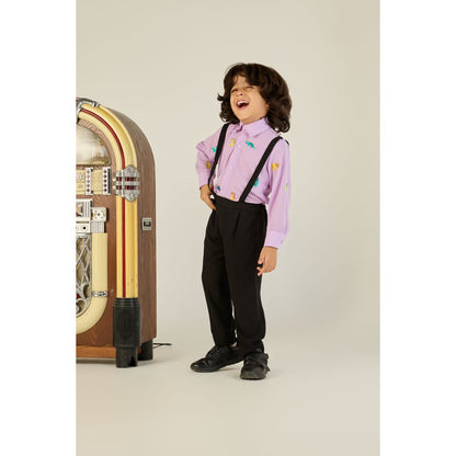 Tilsim by Sagarika Mehrotra Lavender Tiny Dino Shirt & Pant with Suspender (Set of 2)