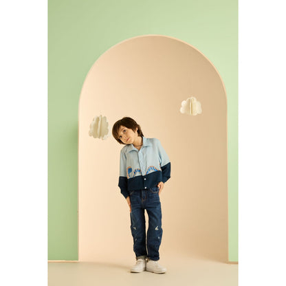 Tilsim by Sagarika Mehrotra Blue Seabed Dragon Embroidered Shirt