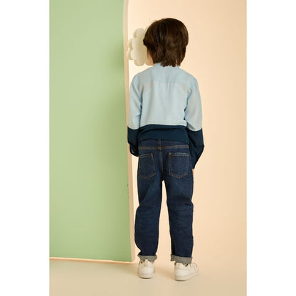 Tilsim by Sagarika Mehrotra Blue Seabed Dragon Embroidered Shirt