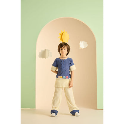 Tilsim by Sagarika Mehrotra Blue Pac Man Co-Ord (Set of 2)