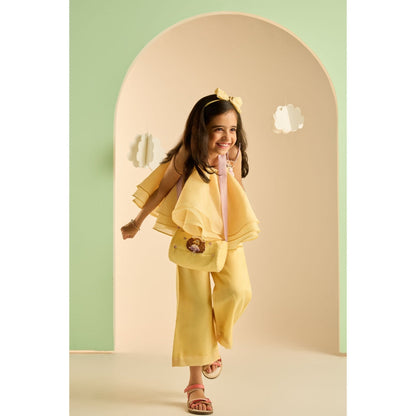 Tilsim by Sagarika Mehrotra Girls Buttercup Co-Ord Yellow (Set of 2)