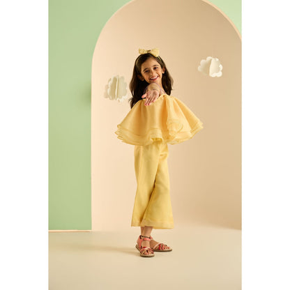 Tilsim by Sagarika Mehrotra Girls Buttercup Co-Ord Yellow (Set of 2)