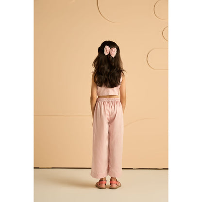 Tilsim by Sagarika Mehrotra Girls Serenade Shimmer Crop Top & Palazzo Pink (Set of 2)