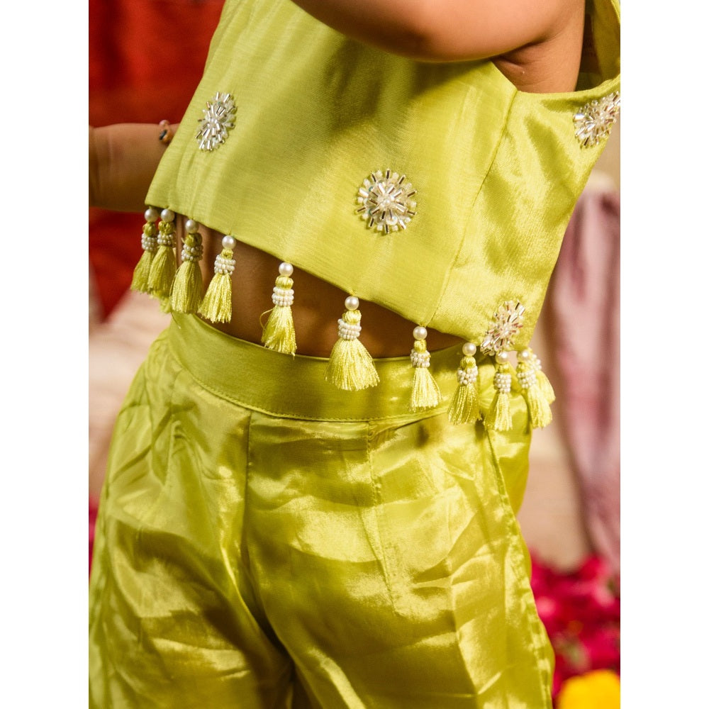 Tilsim by Sagarika Mehrotra Green Tassel Tots Embellished Co-Ord